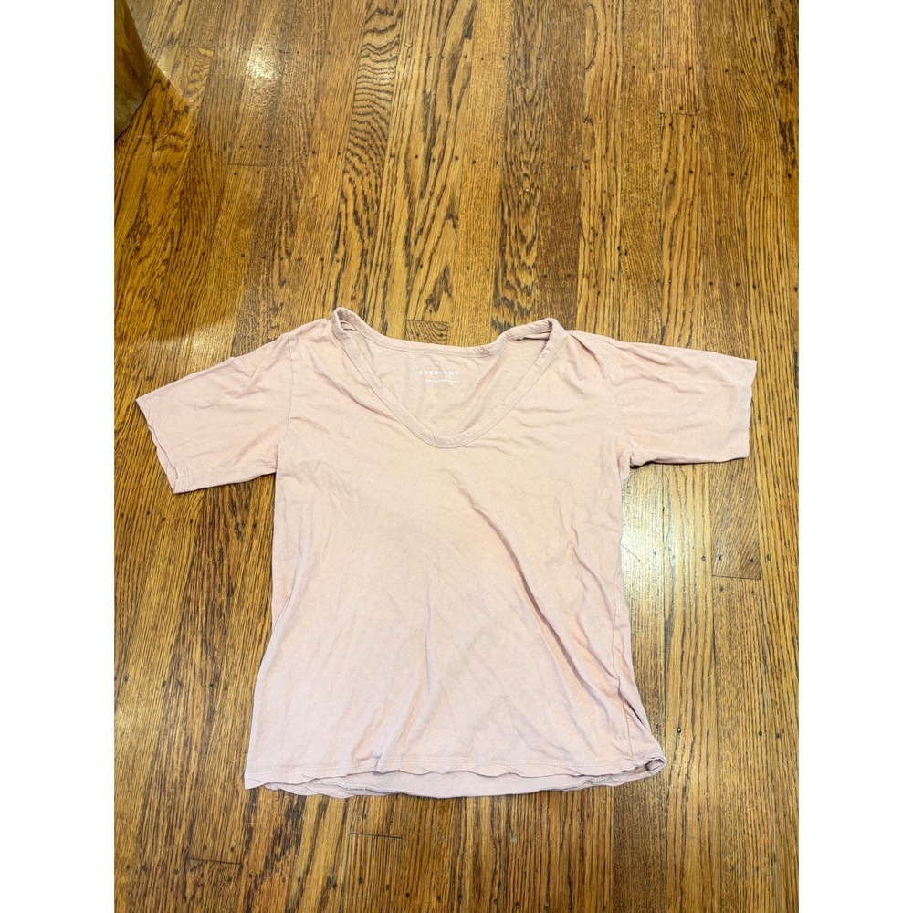 Everlane Womens Pink Cotton V-Neck T-Shirt Size‎ XS Blush Minimalist